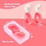 Baby Self Feeding Training Spoon and Fork Set with Travel Case, BPA-Free Cute Circle Toddler Training Utensils, Silicone/ABS Great Tableware Set Spoons Fork for Kids(Yellow) - Image 8