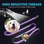 BAAPET 5 Feet Nylon Dog Leash with Triple Reflective Threads and Comfortable Padded Handle for Walking, Training Lead Small Puppy, Medium and Large Dogs or Cats (3/4'' x 5 FT, Purple) - Image 5