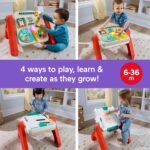 Fisher-Price Baby & Toddler Toy Laugh & Learn 4-in-1 Activity Table & Art Easel with Educational Music for Ages 6+ Months, Multilanguage Version - Image 3