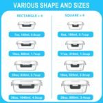16-Piece Set (8-Pack) Borosilicate Glass Food Storage Containers with Upgraded Detachable Locking Lids - Leak Proof Meal Prep Lunch Boxes, Oven/Microwave Safe - Image 7