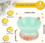 Ceramic Elevated Cat Food Bowls for Food and Water, Anti Vomit Cute Raised Cat Bowls Whisker Friendly for Small Dog Indoor Cats (7.44 Ounces / 220 ML) - Image 3