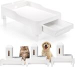 YOUEON Raised Pet Feeder Stand for Cats and Dogs Neck Health, Adjustable Height Elevated Shelf Suitable for 90% Automatic Pet Feeder & Water Dispenser, with Drawer to Stock Pet Snacks, Canned Food - Image 5