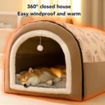 Winter Dog Bed Self Warming Puppy House Cozy Cat Sleeping Tent Foldable Dog House Kennel Bed Mat with Cushion Pet Cave Bed Warm Cat Bed for Small Medium Large Dogs Cats (L) - Image 5