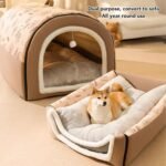 Winter Dog Bed Self Warming Puppy House Cozy Cat Sleeping Tent Foldable Dog House Kennel Bed Mat with Cushion Pet Cave Bed Warm Cat Bed for Small Medium Large Dogs Cats (L) - Image 6