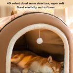 Winter Dog Bed Self Warming Puppy House Cozy Cat Sleeping Tent Foldable Dog House Kennel Bed Mat with Cushion Pet Cave Bed Warm Cat Bed for Small Medium Large Dogs Cats (L) - Image 7
