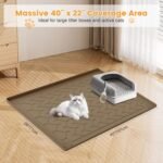 Cat Litter Mat, Extra Large 40"x28" Silicone Mat for Litter Box, Waterproof & Non-Slip Rubber Mat with Lip, Litter Trapping & Scatter Control, Soft on Cat Paws, Urine-Proof Floor Protector - Image 3