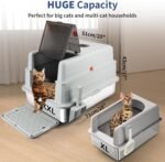XXXL Extra Large Stainless Steel Litter Box with Lid, 28"L x 20"W x 17"H Enclosed Metal Cat Litter Box with Litter Scoop & Foot Pedal, Odor Control,Easy Cleaning for Big Cats, Multiple Cats - Image 3
