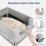 XXXL Extra Large Stainless Steel Litter Box with Lid, 28"L x 20"W x 17"H Enclosed Metal Cat Litter Box with Litter Scoop & Foot Pedal, Odor Control,Easy Cleaning for Big Cats, Multiple Cats - Image 7
