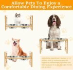 Raised Dog Bowls Stand Set 5 Height Adjustable Raised Cat Food Bowl Kit with 2 Thick Stainless Steel Dog Food Bowls Anti-Slip Wood Dogs Bowl Kit Wood Cat and Feeder for Your Pets - Image 5