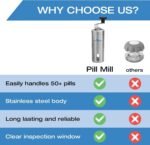 Pill Mill Pill Crusher - Crushes Multiple Tablets to a Fine Powder - Metal Pill Grinder - Tablet Pulverizer Suitable for Travel - Great Feeding tube use and Pets - Image 5