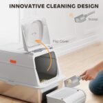 PawHut XL Stainless Steel Litter Box with Lid, Extra Large Enclosed Cat Litter Box for Big Cats with Flip Cover, Scoop, Pedal, Deodorizer, Leak-Proof, Odor-Resistant, Easy Cleaning - Image 4