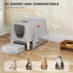 PawHut XL Stainless Steel Litter Box with Lid, Extra Large Enclosed Cat Litter Box for Big Cats with Flip Cover, Scoop, Pedal, Deodorizer, Leak-Proof, Odor-Resistant, Easy Cleaning - Image 5