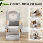 PawHut XL Stainless Steel Litter Box with Lid, Extra Large Enclosed Cat Litter Box for Big Cats with Flip Cover, Scoop, Pedal, Deodorizer, Leak-Proof, Odor-Resistant, Easy Cleaning - Image 7