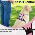 NESTROAD No Pull Dog Harness,Adjustable Oxford Dog Vest Harness with Leash,Reflective No-Choke Pet Harness with Easy Control Soft Handle for Large Dogs(Large,Pink) - Image 8