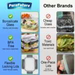 20-Piece Set (10-Pack) Borosilicate Glass Food Storage Containers with Upgraded Detachable Locking Lids - Airtight Leak Proof Meal Prep Lunch Boxes, Oven/Microwave Safe - Image 7