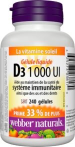 Webber Naturals Vitamin D3 1000 IU, 240 Softgels, For Healthy Bones, Teeth, and the Maintenance of Good Health - Image 3