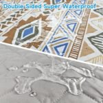 Waterproof Dog Blanket, Bohemian Dog Bed Cover Pet Blanket, Reversible Sofa Couch Cover for Dogs Washable, Protect Furniture Bed Couch Sofa for Puppy Cat (Beige Medallion, 68×82 Inch) - Image 3