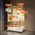 Large Bird Cage for Parrots/Cockatiels/Budgies with Acrylic Doors & 4 Casters, Wide White Birdcage Includes Perch/Feeder/Swing/Detachable Drawer for Outdoor/Indoor Conures & Parakeets (36x36x82cm) - Image 4