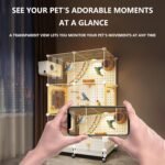 Large Bird Cage for Parrots/Cockatiels/Budgies with Acrylic Doors & 4 Casters, Wide White Birdcage Includes Perch/Feeder/Swing/Detachable Drawer for Outdoor/Indoor Conures & Parakeets (36x36x82cm) - Image 5