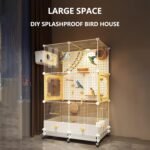 Large Bird Cage for Parrots/Cockatiels/Budgies with Acrylic Doors & 4 Casters, Wide White Birdcage Includes Perch/Feeder/Swing/Detachable Drawer for Outdoor/Indoor Conures & Parakeets (36x36x82cm) - Image 6