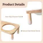 Raised Pet Feeder with Oak Stand - Ergonomic 350 ml Ceramic Double Bowl Set for Small Dogs & Cats (Oak Stand & 2 White Bowls) - Image 5