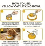 Cat Lick Mat & Slow Feeder Bowl for Cats Small Dogs, Interactive Enrichment Toy for Anxiety Relief & Boredom, Calming Treat Dispenser (Yellow) - Image 6