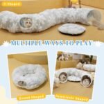 Cat Tunnel with Cat Bed for Indoor Cats, 3 in 1 Cat Donut Tunnel with Central Soft Mat and Dangling Balls, Christmas Cat Tube Toys Fun for Kitten, Puppy, Ferret, Rabbit - Image 5