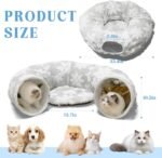 Cat Tunnel with Cat Bed for Indoor Cats, 3 in 1 Cat Donut Tunnel with Central Soft Mat and Dangling Balls, Christmas Cat Tube Toys Fun for Kitten, Puppy, Ferret, Rabbit - Image 9
