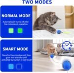 2025 Upgrade Speedy Cat Toy with Feather Tail, Motion Activated Automatic Rolling Smart Cat Toys for Indoor Cats, USB Rechargeable Cat Ball, Blue - Image 4