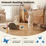 Interactive Cat Toys for Indoor Cats, Automatic Cat Wand Toy Enrichment for Bored Kitten, Spin Butterfly with Self-Holding Suction Base, Rechargeable Electric Moving Feather Stimulating Toy - Image 3
