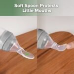 Haakaa Silicone Baby Food Dispensing Spoon Feeder 4oz - Infant Squeeze Cereal Feeder, Baby Fresh Food Feeder, Feed Bottle for Puree, Solid Baby Food, BPA Free, 4m+ Babies – Grey - Image 4