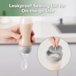 Haakaa Silicone Baby Food Dispensing Spoon Feeder 4oz - Infant Squeeze Cereal Feeder, Baby Fresh Food Feeder, Feed Bottle for Puree, Solid Baby Food, BPA Free, 4m+ Babies – Grey - Image 7