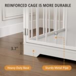 Dog Crate Furniture, Large Wooden Pet Kennel with Storage Drawers, Bowl & Storage Drawers, Heavy Duty Pet Crate Table for Medium Large Dogs, Stylish Corner Cage, White - Image 6