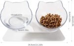 2Pcs Slanted Cat Bowl Cat Bowls with Stand Pet Feeder Double Food Diner Bowl Set Perfect for Cats and Ultra Small Dog Cat Food Dishes Raised Pet Food Scoop (Transparent) - Image 3