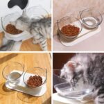 2Pcs Slanted Cat Bowl Cat Bowls with Stand Pet Feeder Double Food Diner Bowl Set Perfect for Cats and Ultra Small Dog Cat Food Dishes Raised Pet Food Scoop (Transparent) - Image 8