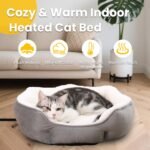 Heated Cat Bed Indoor for Cats & Small Dogs - Winter Warm Plush Round Pets Heating Bed, Ultra-Soft Velvet & Cotton Thermal Heated Dogs Bed for Cold Weather, Overheat Protection for Pets - Image 3