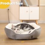 Heated Cat Bed Indoor for Cats & Small Dogs - Winter Warm Plush Round Pets Heating Bed, Ultra-Soft Velvet & Cotton Thermal Heated Dogs Bed for Cold Weather, Overheat Protection for Pets - Image 5