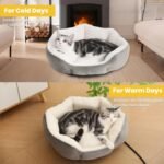 Heated Cat Bed Indoor for Cats & Small Dogs - Winter Warm Plush Round Pets Heating Bed, Ultra-Soft Velvet & Cotton Thermal Heated Dogs Bed for Cold Weather, Overheat Protection for Pets - Image 6