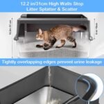 Marchul 2 Pack Stainless Steel Cat Litter Box with Litter Scoop Holder, XL Litter Boxes with Metal Scoop, Litter Mat, Easy to Clean for Indoor Big Cats,High Sides, Multicat Home,Anti-Urine Leakage - Image 3
