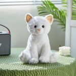 Houwsbaby LED Musical Stuffed Kitty Floppy Singing Light Up Cat Plush Toy Lullaby Animated Soothe Glowing Birthday Gifts for Kids Toddlers, White, 29cm - Image 3