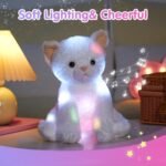 Houwsbaby LED Musical Stuffed Kitty Floppy Singing Light Up Cat Plush Toy Lullaby Animated Soothe Glowing Birthday Gifts for Kids Toddlers, White, 29cm - Image 4