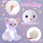 Houwsbaby LED Musical Stuffed Kitty Floppy Singing Light Up Cat Plush Toy Lullaby Animated Soothe Glowing Birthday Gifts for Kids Toddlers, White, 29cm - Image 6
