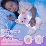 Houwsbaby LED Musical Stuffed Kitty Floppy Singing Light Up Cat Plush Toy Lullaby Animated Soothe Glowing Birthday Gifts for Kids Toddlers, White, 29cm - Image 7