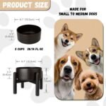 Raised Ceramic Dog Bowl - Elevated Food Water Dish with Stainless Steel Stand - for Small to Medium Dogs - 6 Inch - 2 Cups (28.75 fl oz) - Black - Image 3