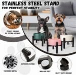 Raised Ceramic Dog Bowl - Elevated Food Water Dish with Stainless Steel Stand - for Small to Medium Dogs - 6 Inch - 2 Cups (28.75 fl oz) - Black - Image 4