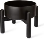 Raised Ceramic Dog Bowl - Elevated Food Water Dish with Stainless Steel Stand - for Small to Medium Dogs - 6 Inch - 2 Cups (28.75 fl oz) - Black - Image 11