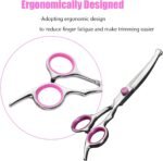 Dog Grooming Scissors,Pet Hair Scissors with Safety Round Tips Heavy Duty Titanium Stainless Steel Professional Dogs Cats Pets Grooming Shears (Safety Head Bending Scissors) - Image 8