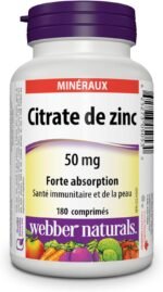 Webber Naturals Zinc Citrate 50 mg, 180 Tablets, For Healthy Skin and Immune Support, Vegan - Image 3