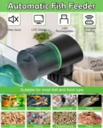 Automatic Fish Feeder - Rechargeable Timer Auto Fish Feeder with USB Charger Cable for Vacation Weekend Holiday, Fish Food Dispenser for Aquarium or Fish Tank - Image 3