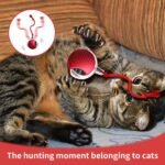 Interactive Cat Toys Ball with Elastic Mesh Tail, Bird Sound, Obstacle Avoidance Electric Cat Toy, Automatic Pet Exercise Toys, USB Rechargeable for Bored Indoor Adult Cats (Green+RED) - Image 3